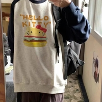 Cat Anime Burger Patchwork Hoodie  - Thumbnail 4