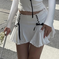 White Lace Bow Patchwork Mini Skirt  - Thumbnail 5