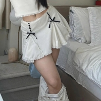 White Lace Bow Patchwork Mini Skirt  - Thumbnail 6