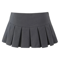 Grey Bow Low Waist Tiered Pleated Skirt  - Thumbnail 1