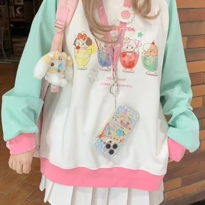 Animal dessert patchwork sweatshirt 
