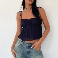 Fairy Bow Tie Up Pleated Tank Top - Thumbnail 4