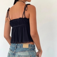 Fairy Bow Tie Up Pleated Tank Top - Thumbnail 5