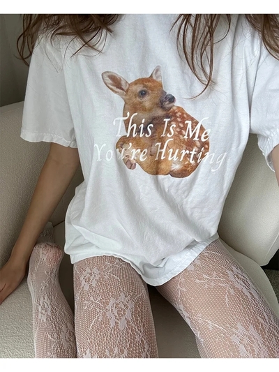 Deer Print Short Sleeve T-shirt 