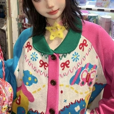 Rainbow colorful landscape sweater 