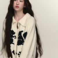Squirrel Graphic Zipper Sweater - Thumbnail 6