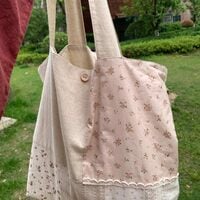 Flower Patchwork Contrast Print Tote Bag - Thumbnail 1