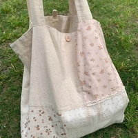 Flower Patchwork Contrast Print Tote Bag - Thumbnail 2