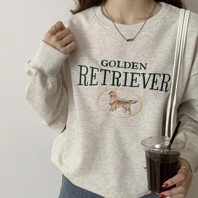 Letter Dog Embroidery Sweater 