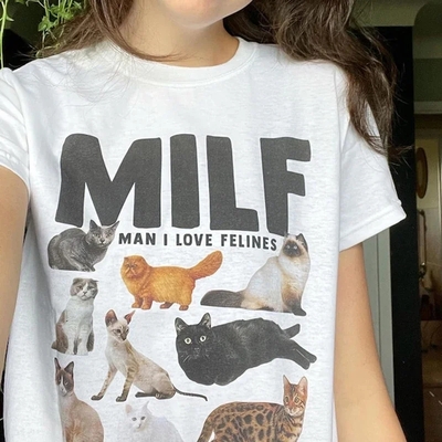 Cat Print Short Sleeve T-shirt 