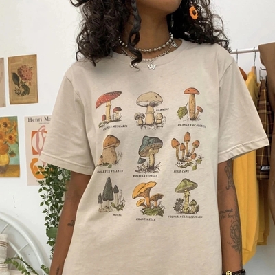 Mushroom Print Short Sleeve T-shirt 