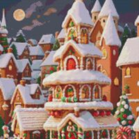 Gingerbread Village Cross Stitch Pattern - Thumbnail 1