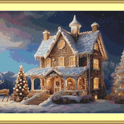 Gingerbread house cross stitch pattern