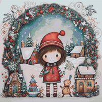 Little Girl's Christmas Cross Stitch Pattern - Thumbnail 1