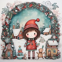 Little Girl's Christmas Cross Stitch Pattern - Thumbnail 2