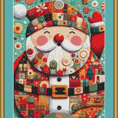Patchwork santa cross stitch pattern