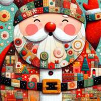 Patchwork Santa Cross Stitch Pattern - Thumbnail 2
