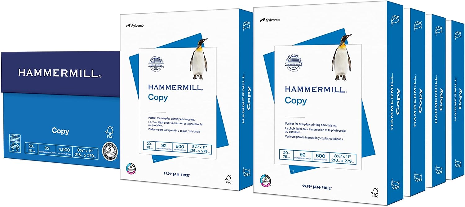Printer paper 20 lb copy paper 8 5 x 11 8 ream 4 000 sheets 92