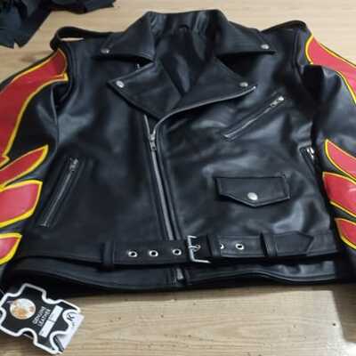 Crafted leather men's motorcycle genuine leather biker jacket black - Thumbnail 5