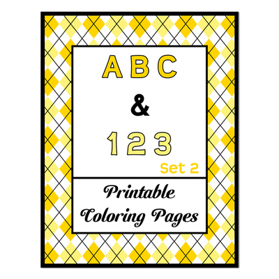 Abc & 123 printable coloring pages set 2
