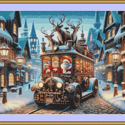 Santa's bus cross stitch pattern