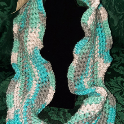 Infinity scarf -varigated cyan & gray