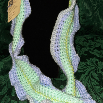 Infinity scarf -lt green, aqua & varigated lt blue