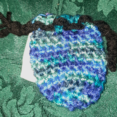 Pouch - varigated blues & greens with black tie