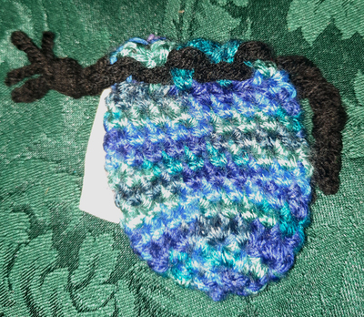 Pouch - Varigated Blues & Greens with Black Tie