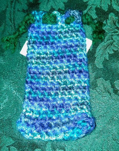 Pouch - Varigated Blues & Greens with Dark Green Tie