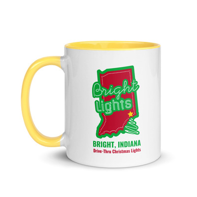 11oz bright, indiana - christmas lights drive-thru mug with color inside 