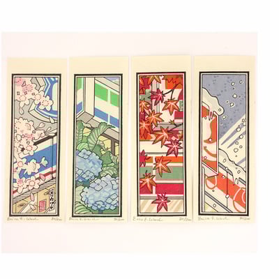 "four seasons" woodblock print set
