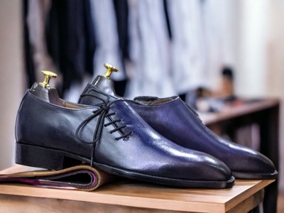 Handmade Men's Purple Leather Lace up Dress Shoes