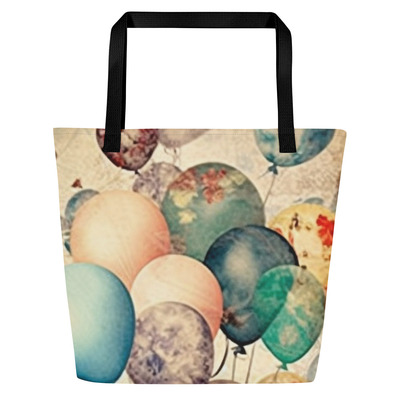 Brithday Ballon Large Tote Bag