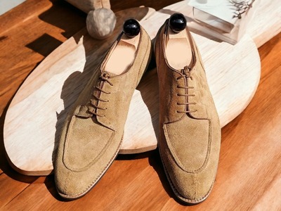 Handmade Men's Brown Suede Laceup Dress Shoes