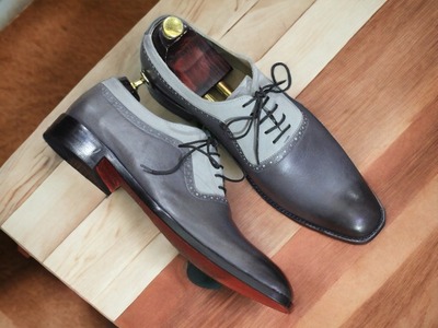 Handmade Men's Two tone Leather Laceup Dress Shoes