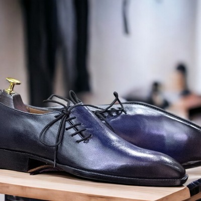 Handmade men's purple leather lace up dress shoes