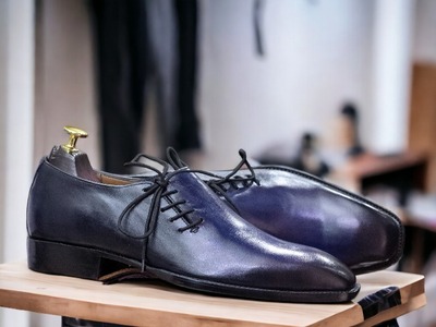 Handmade Men's Purple Leather Lace up Dress Shoes