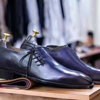 Handmade Men's Purple Leather Lace up Dress Shoes - Thumbnail 1