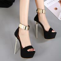 Metal Band Platform High Heels Pumps Sandals - Thumbnail 1