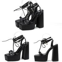 Strappy Chunky Heel Sandal - 2 colors - Thumbnail 7