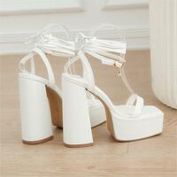 Strappy Chunky Heel Sandal - 2 colors - Thumbnail 5