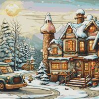 Snowy House Cross Stitch Pattern - Thumbnail 1