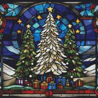 Stained Glass Christmas Trees Cross Stitch Pattern - Thumbnail 1