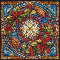 Stained Glass Wreath Cross Stitch Pattern - Thumbnail 1