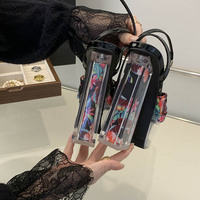 Floral Transparent Platform Sandals Pumps Heels - Thumbnail 5