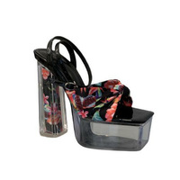 Floral Transparent Platform Sandals Pumps Heels - Thumbnail 6