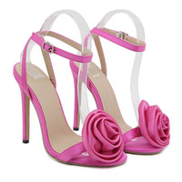 Chic Fuchsia Flower Sandals Pumps Heels - Thumbnail 5