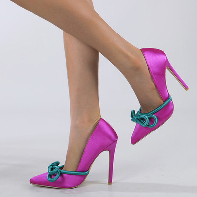 Chic bowknot satin pumps heels