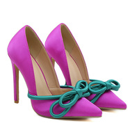 Chic Bowknot Satin Pumps Heels - Thumbnail 3